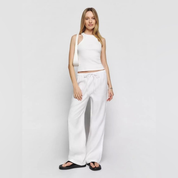 Reformation Pants - Reformation Olina Linen Pant In White, brand new, never worn, no flaws.